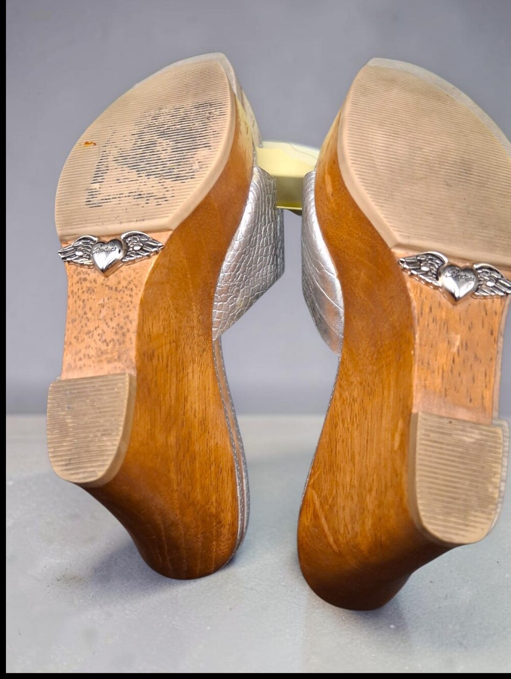 Vintage Bridget Silver Crystal Embellished Wedge Sandals - Size 7 - Picture 3 of 4
